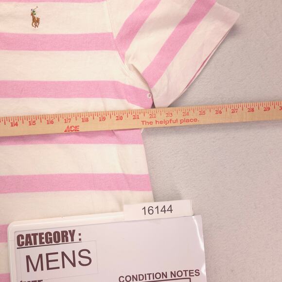 Polo by Ralph Lauren Collared Short Sleeve Polo Shirt Mens Size L White Pink - Picture 7 of 9